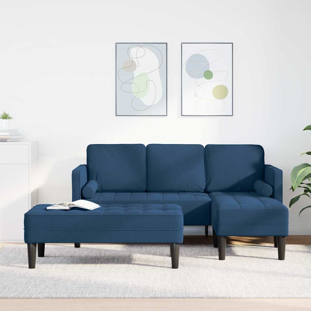 Fabric L Shaped Sofa With Ottoman - Vantage Home