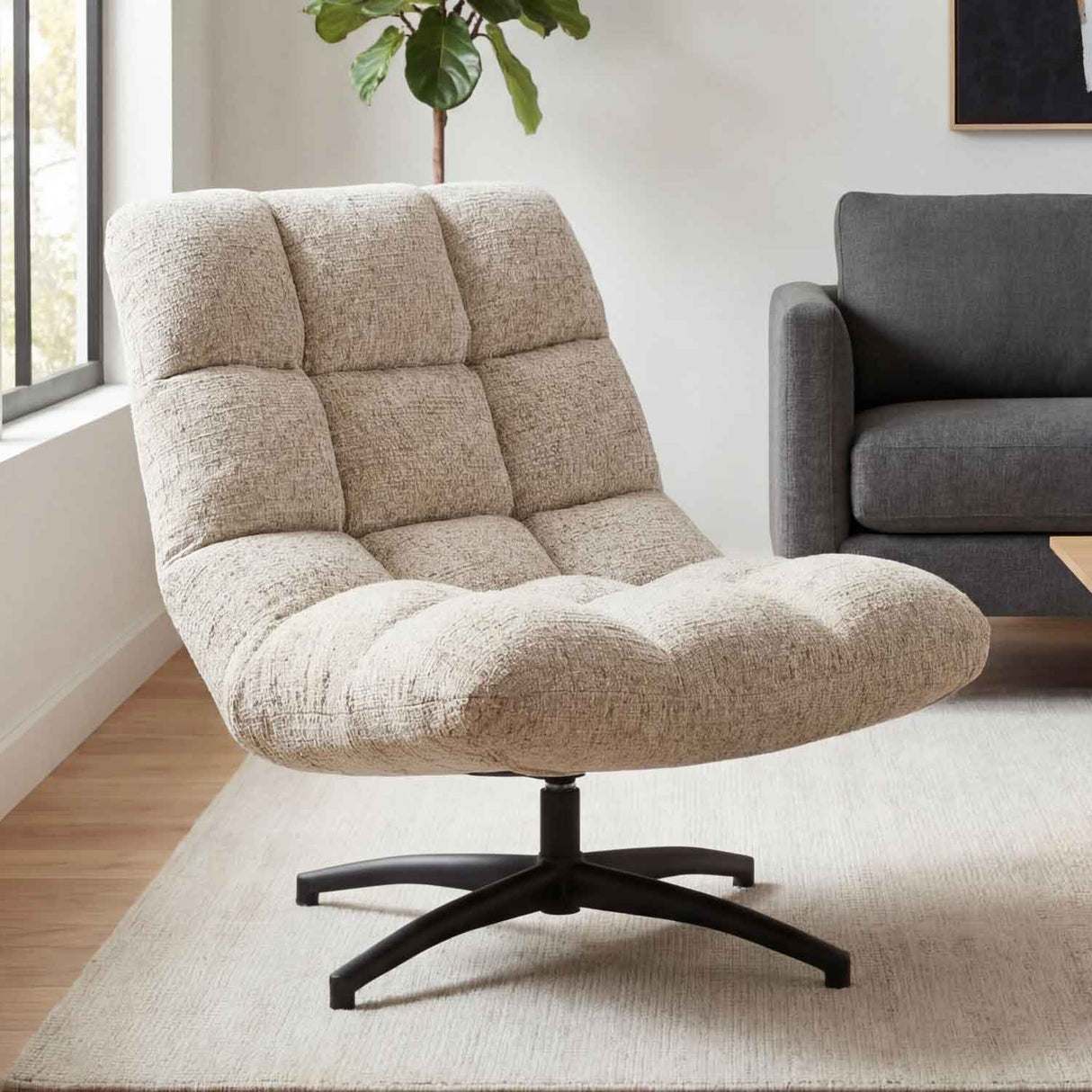 Fabric Lounge Chair 75cm Wide With Metal Base - Chillax