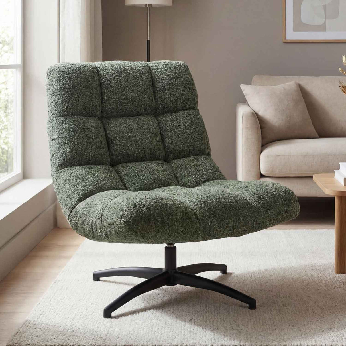 Fabric Lounge Chair 75cm Wide With Metal Base - Chillax