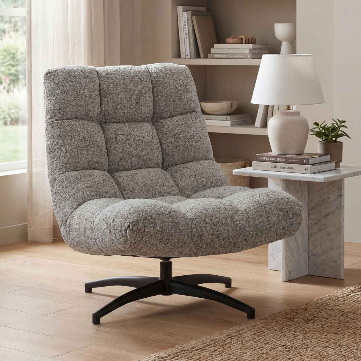 Fabric Lounge Chair 75cm Wide With Metal Base - Chillax