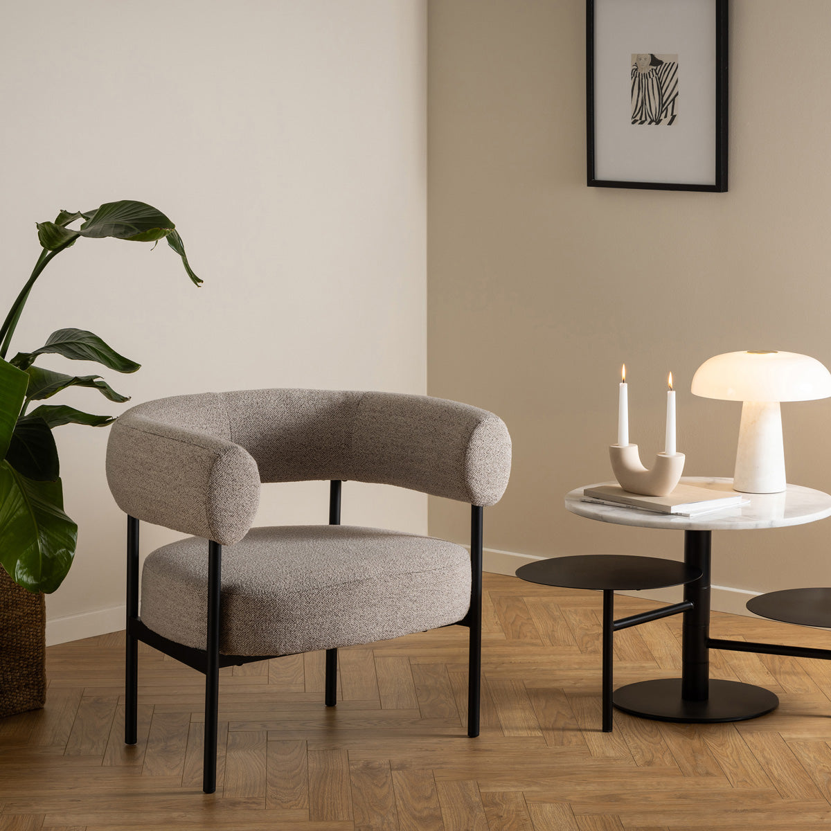 Fabric Lounge Chair With Black Steel Legs - Oakfield
