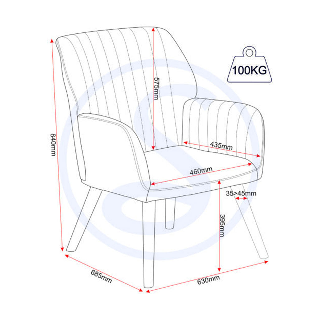 Fabric Occasional Chair With Wooden Legs - Jordan