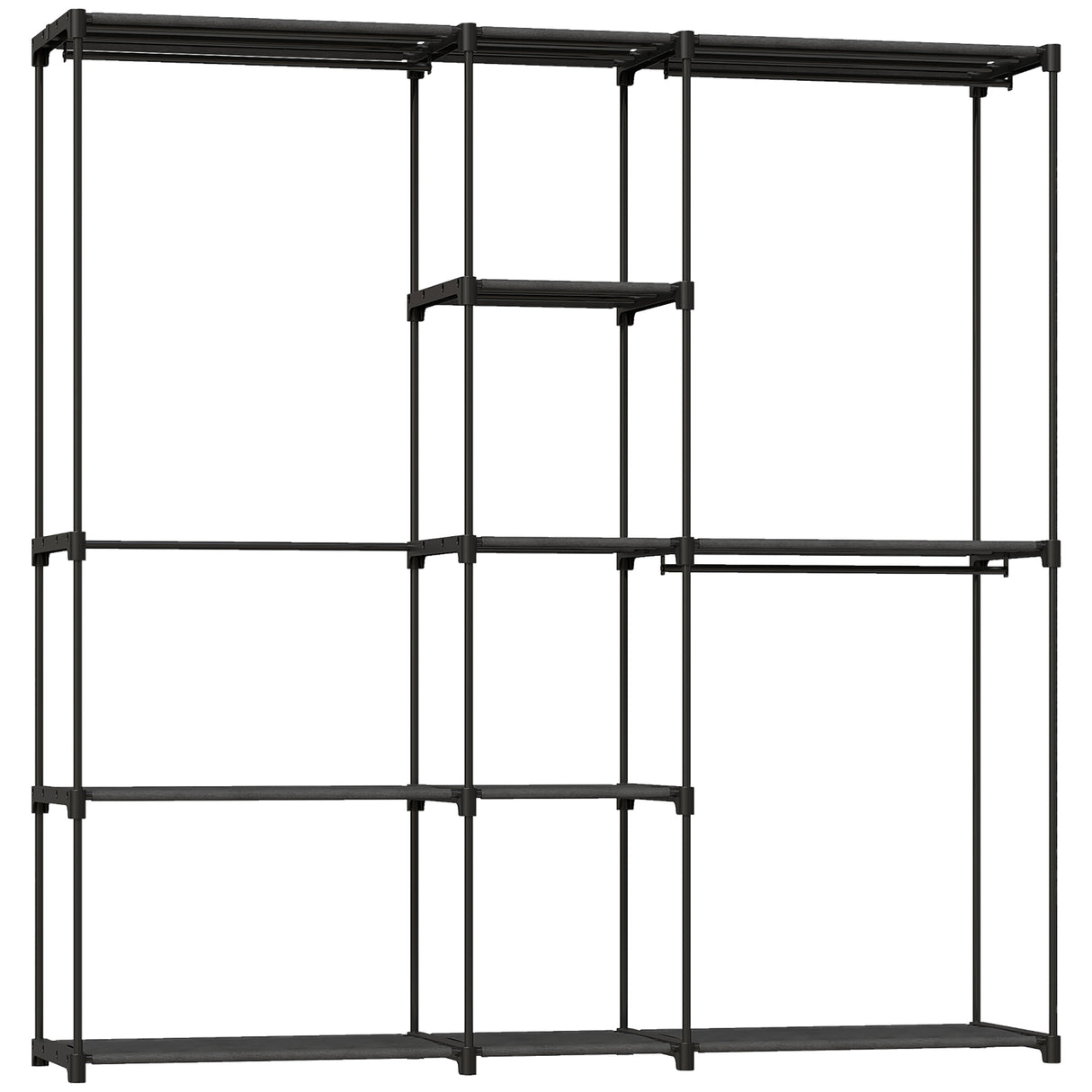 Fabric Open Wardrobe 182cm Wide With 8 Shelves And Hanging Rail - Velmora
