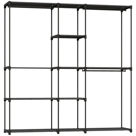 Fabric Open Wardrobe 182cm Wide With 8 Shelves And Hanging Rail - Velmora