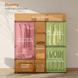 Fabric Open Wardrobe 182cm Wide With 8 Shelves And Hanging Rail - Velmora