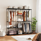 Fabric Open Wardrobe 182cm Wide With 8 Shelves And Hanging Rail - Velmora
