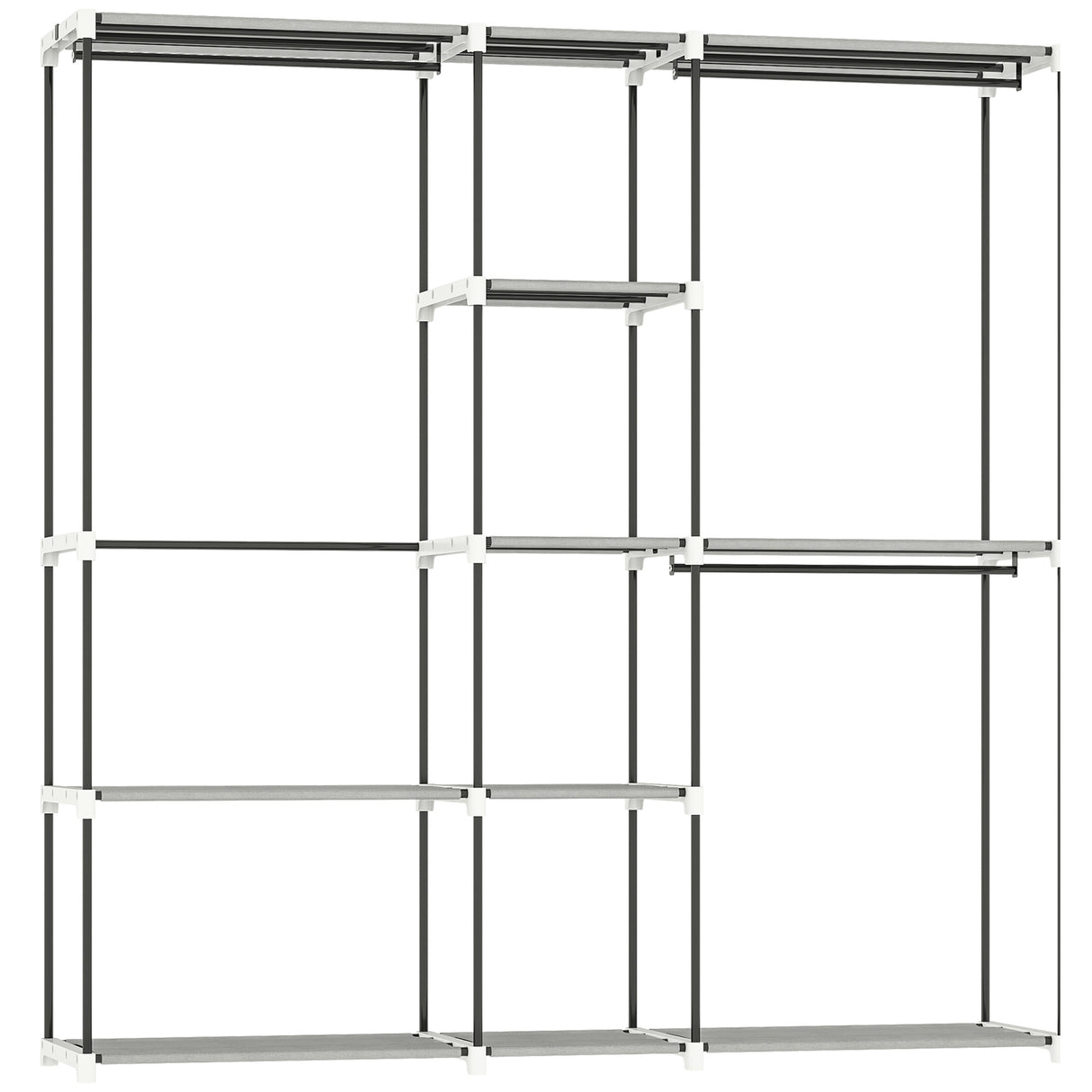 Fabric Open Wardrobe 182cm Wide With 8 Shelves And Hanging Rail - Velmora