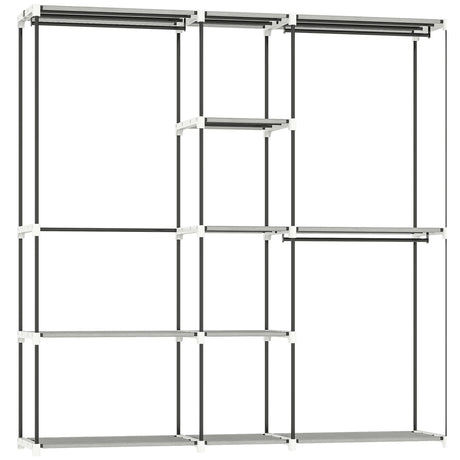 Fabric Open Wardrobe 182cm Wide With 8 Shelves And Hanging Rail - Velmora