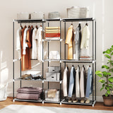 Fabric Open Wardrobe 182cm Wide With 8 Shelves And Hanging Rail - Velmora