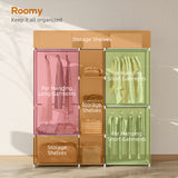 Fabric Open Wardrobe 182cm Wide With 8 Shelves And Hanging Rail - Velmora
