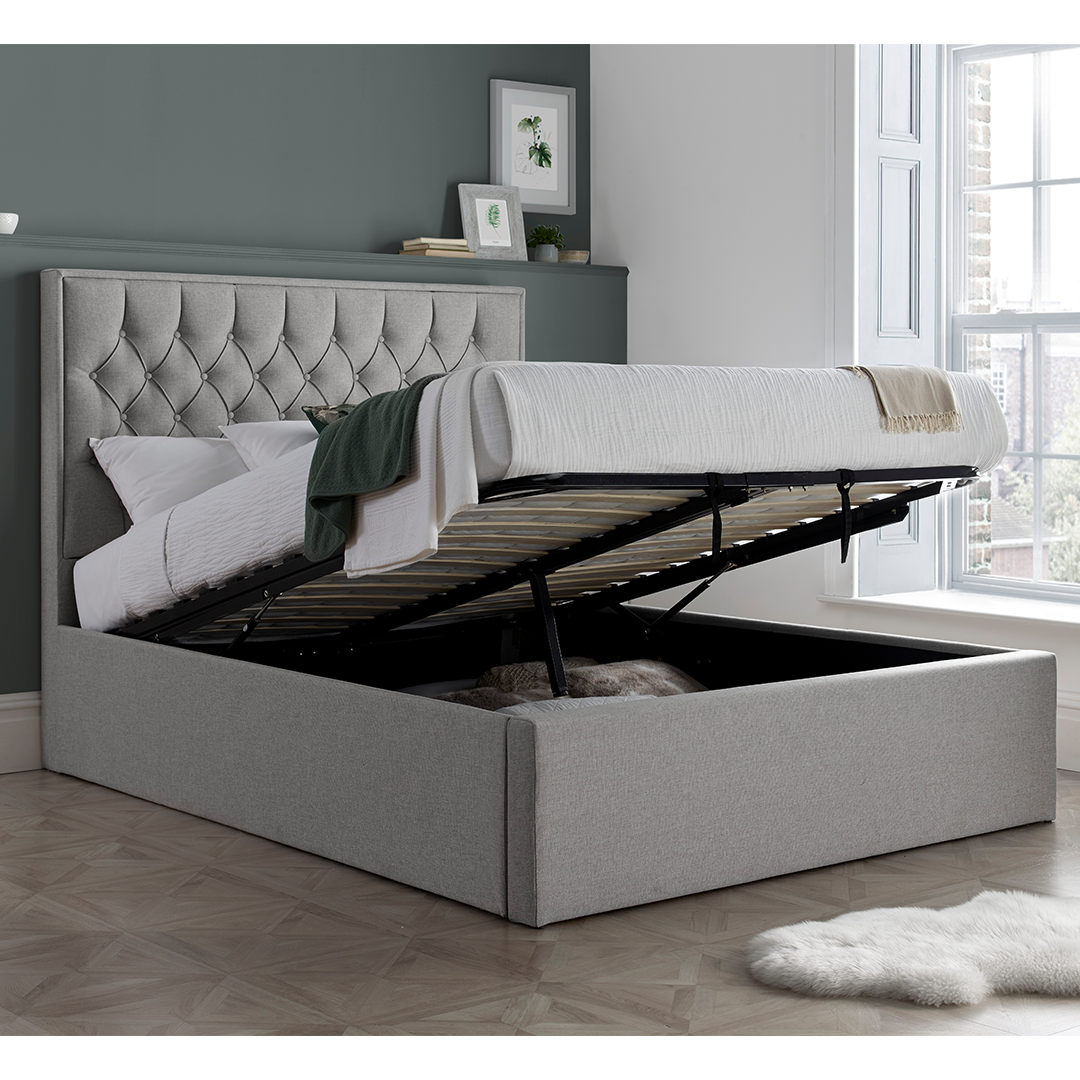 Fabric Ottoman Storage Double Bed - Wilson