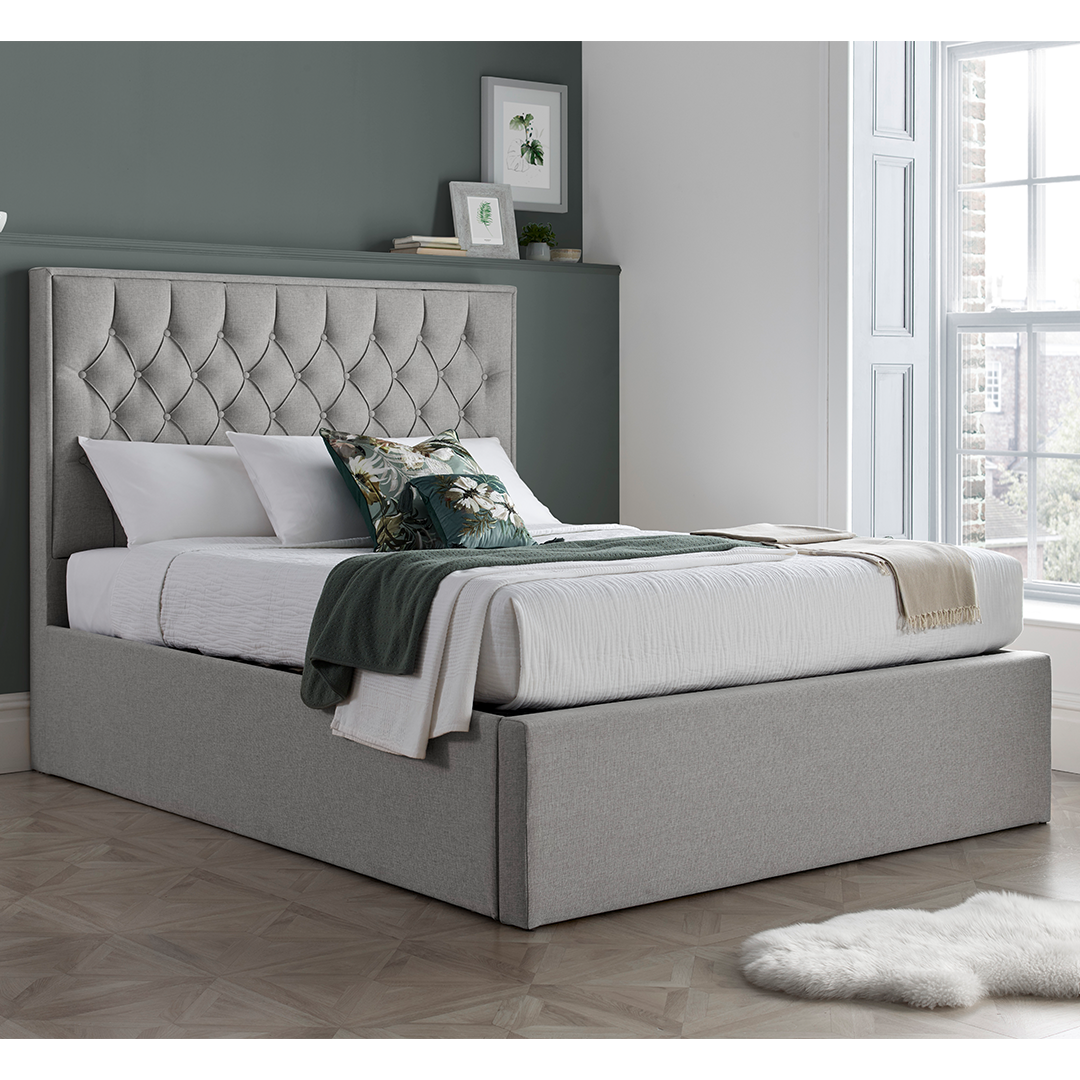 Fabric Ottoman Storage Double Bed - Wilson