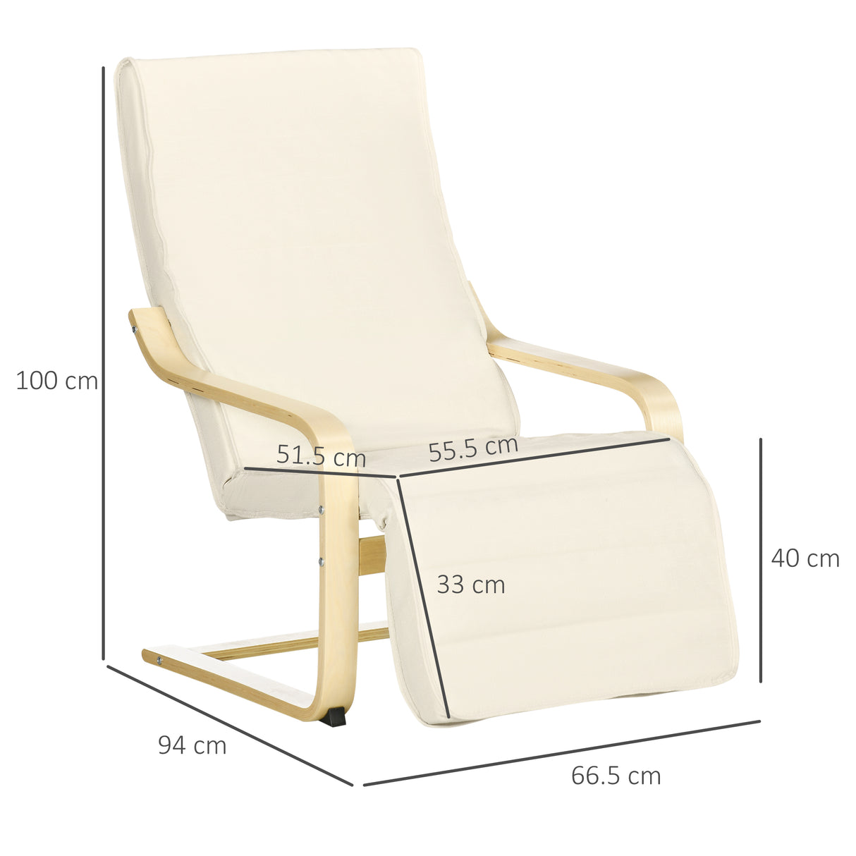 Fabric Recliner Chair 66.5cm Wide With Footrest - Velmora