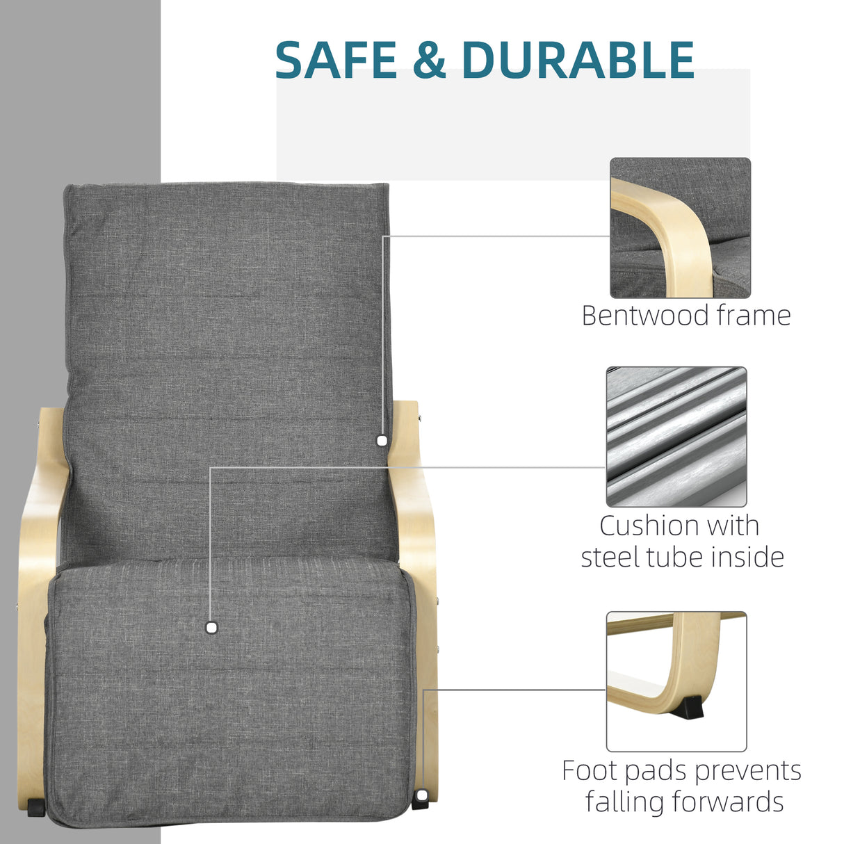 Fabric Recliner Chair 66.5cm Wide With Footrest - Velmora