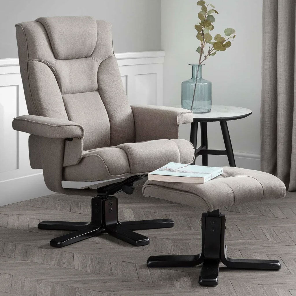 Fabric Recliner Chair With Stool - Malmo