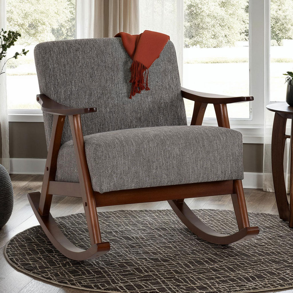Fabric Rocking Chair With Wooden Frame - Kendra
