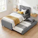 Fabric Single Bed 97cm Wide With Pull Out Trundle Bed - Velmora