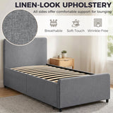 Fabric Single Bed 97cm Wide With Pull Out Trundle Bed - Velmora