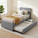Fabric Single Bed 97cm Wide With Pull Out Trundle Bed - Velmora