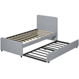Fabric Single Bed 97cm Wide With Pull Out Trundle Bed - Velmora
