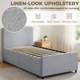 Fabric Single Bed 97cm Wide With Pull Out Trundle Bed - Velmora