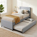 Fabric Single Bed 97cm Wide With Pull Out Trundle Bed - Velmora