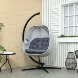 Fabric Single Garden Swing Chair With Folding Basket and Stand - Velmora