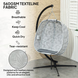 Fabric Single Garden Swing Chair With Folding Basket and Stand - Velmora