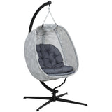 Fabric Single Garden Swing Chair With Folding Basket and Stand - Velmora