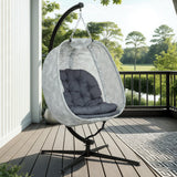 Fabric Single Garden Swing Chair With Folding Basket and Stand - Velmora