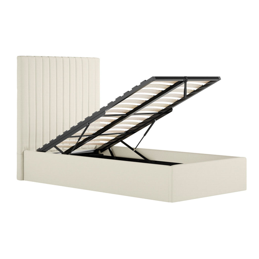 Fabric Single Ottoman Storage Bed With Tall Headboard - Berlin