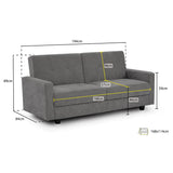 Fabric Sofa Bed 3 Seater With Storage - Hive