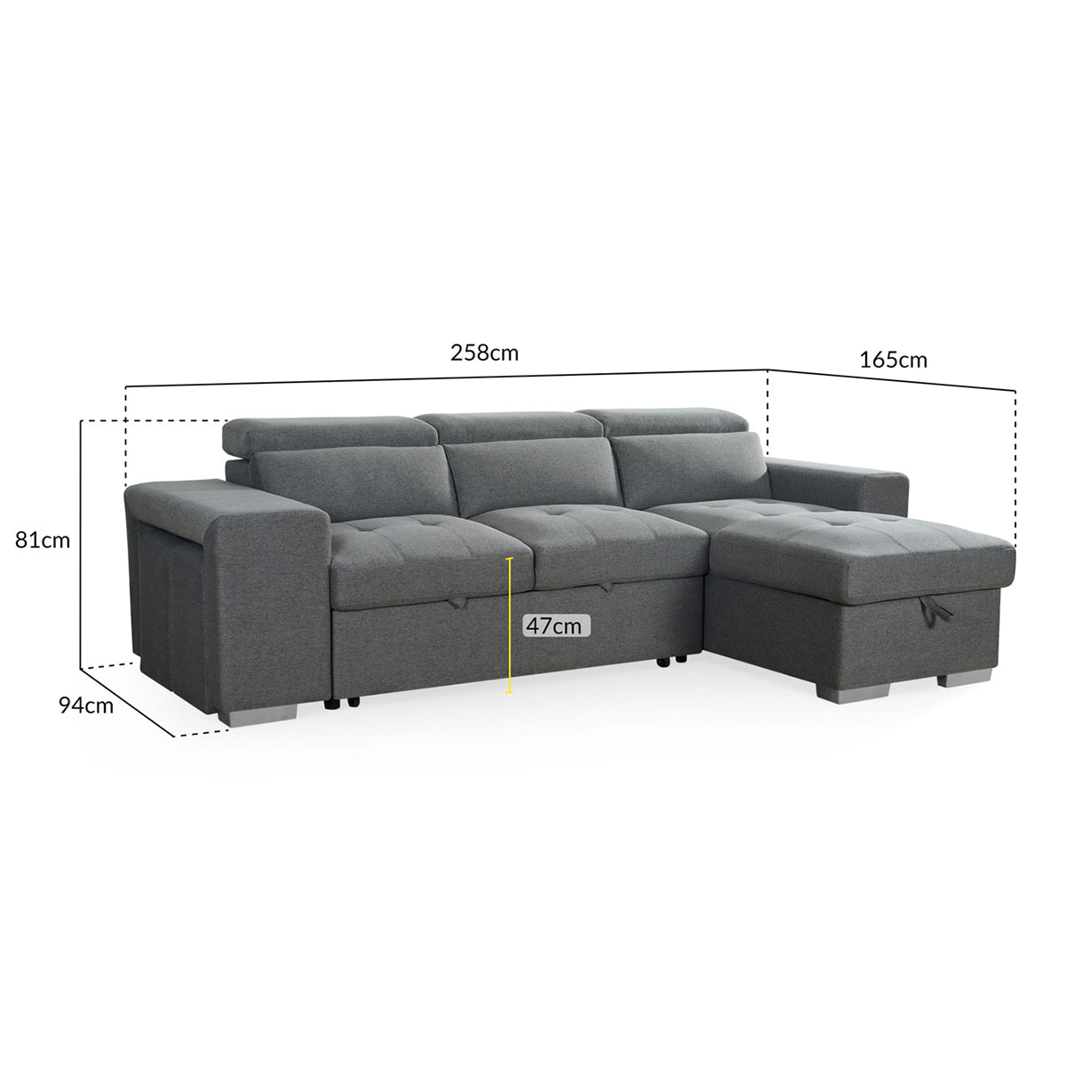 Fabric Sofa Bed Universal Corner - Artemis