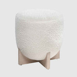 Fabric Stool 41cm Wide Round With Wooden Base - Orchid