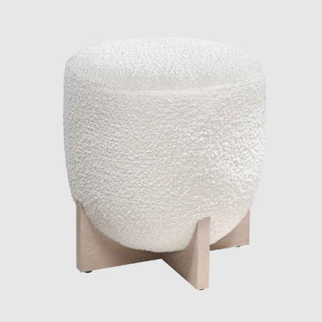 Fabric Stool 41cm Wide Round With Wooden Base - Orchid
