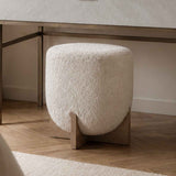 Fabric Stool 41cm Wide Round With Wooden Base - Orchid