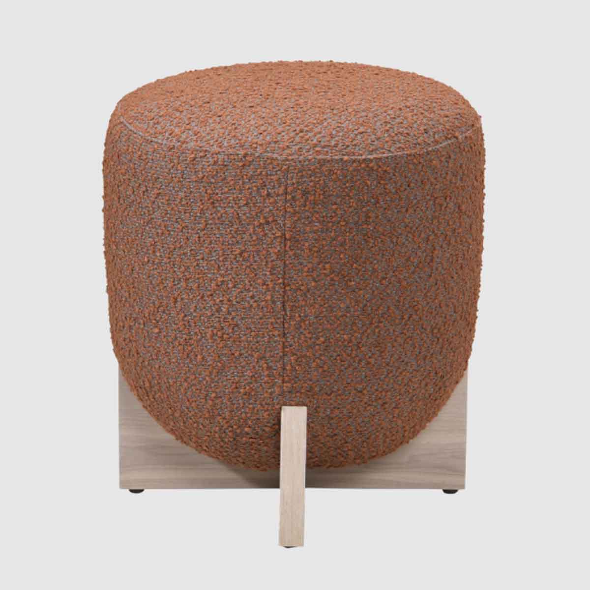 Fabric Stool 41cm Wide Round With Wooden Base - Orchid