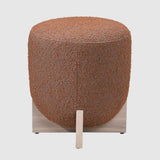 Fabric Stool 41cm Wide Round With Wooden Base - Orchid