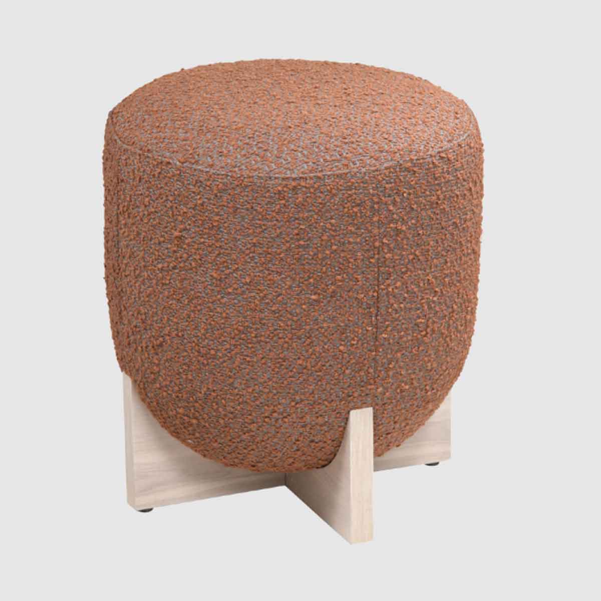 Fabric Stool 41cm Wide Round With Wooden Base - Orchid