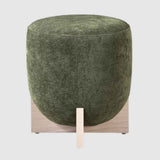 Fabric Stool 41cm Wide Round With Wooden Base - Orchid