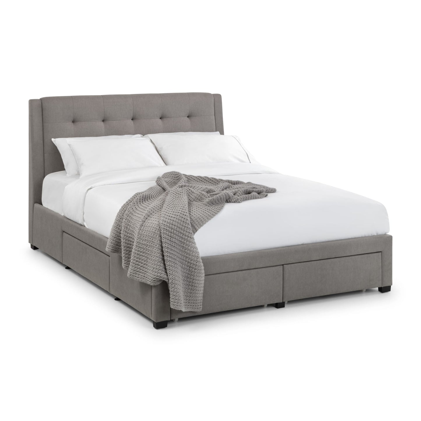 Fabric Super King Size Bed With 4 Drawers - Fullerton