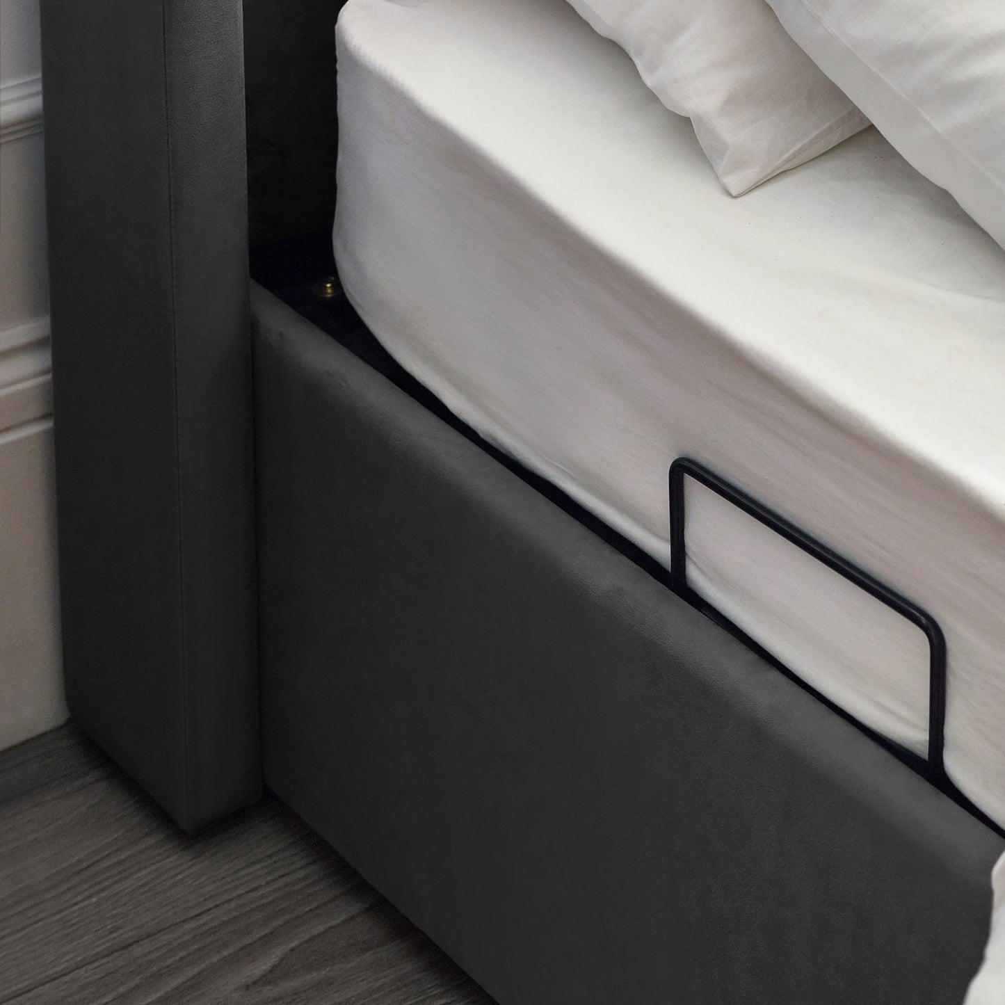 Fabric Super King Size Ottoman TV Storage Bed - Clara