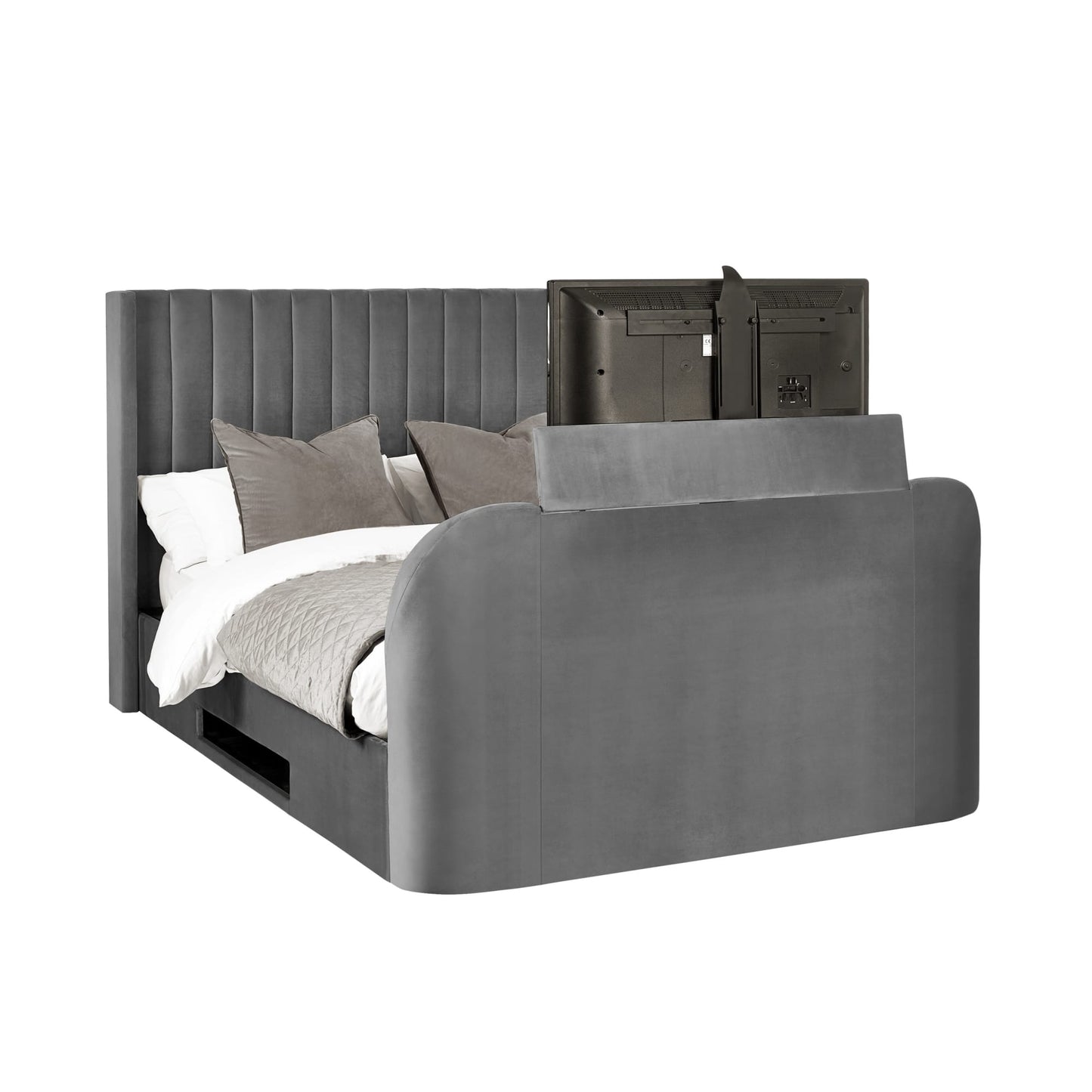 Fabric Super King Size Ottoman TV Storage Bed - Clara