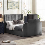 Fabric Super King Size Ottoman TV Storage Bed - Clara