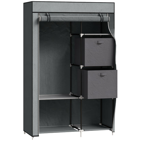 Fabric Wardrobe 102cm Wide With 2 Drawers With Hanging Rail - Velmora