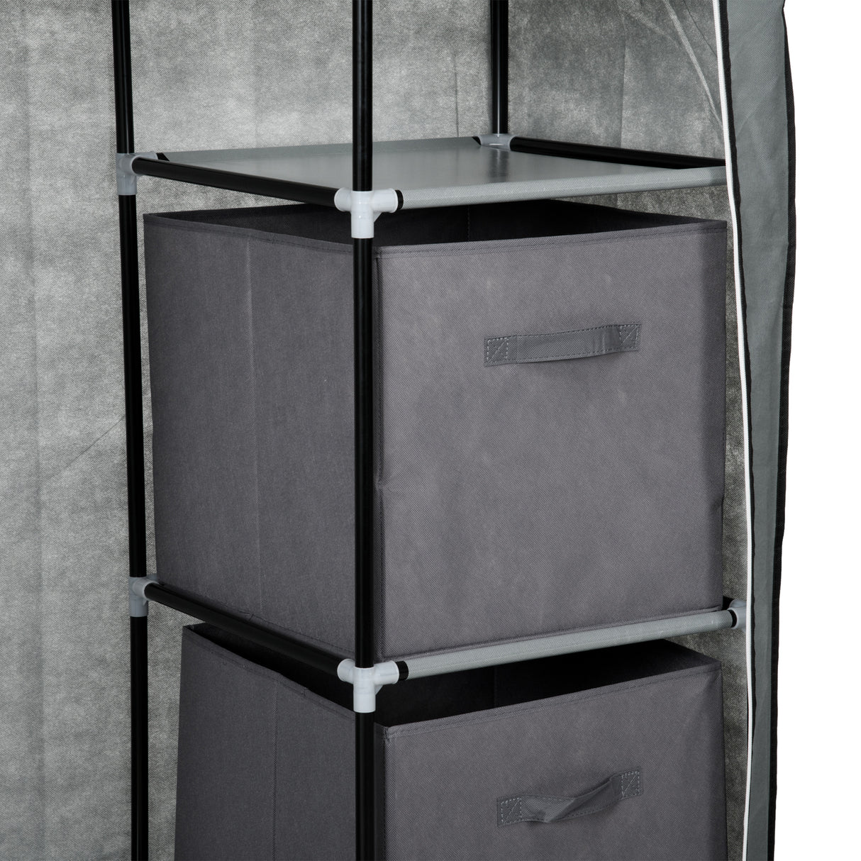 Fabric Wardrobe 102cm Wide With 2 Drawers With Hanging Rail - Velmora