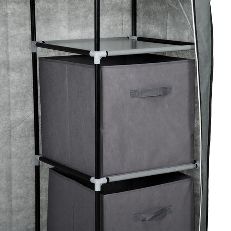 Fabric Wardrobe 102cm Wide With 2 Drawers With Hanging Rail - Velmora