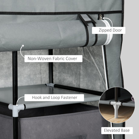 Fabric Wardrobe 102cm Wide With 2 Drawers With Hanging Rail - Velmora