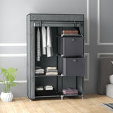 Fabric Wardrobe 102cm Wide With 2 Drawers With Hanging Rail - Velmora