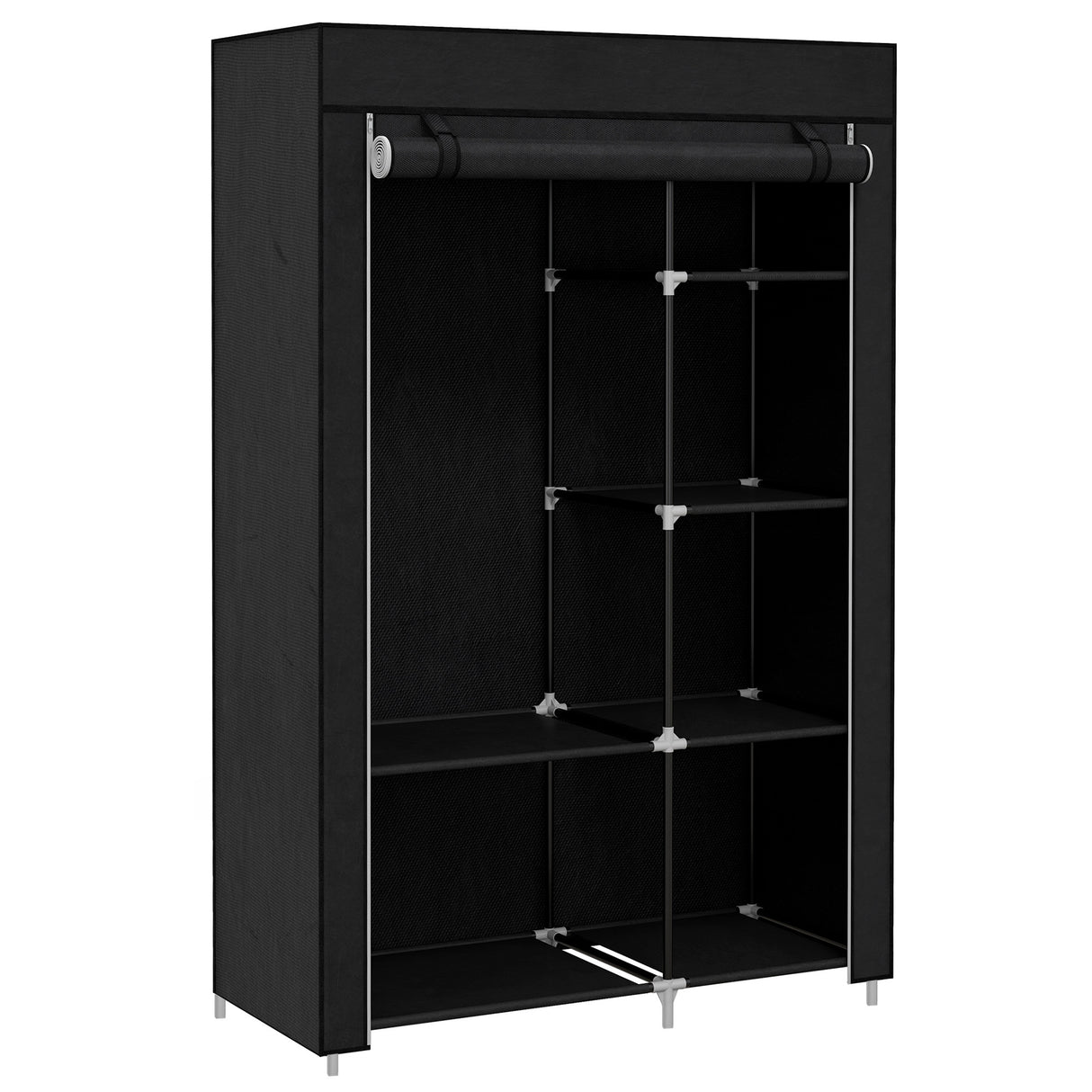 Fabric Wardrobe 103cm Wide With Hanging Rail And Shelves - Velmora
